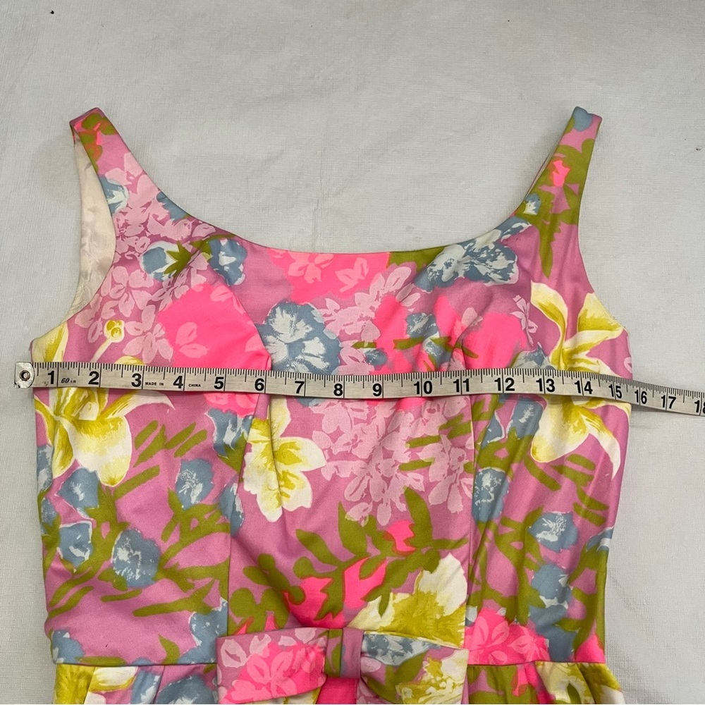 Vintage Mardi Gras Pink Floral MCM Mod Long Dress - Picture 9 of 13